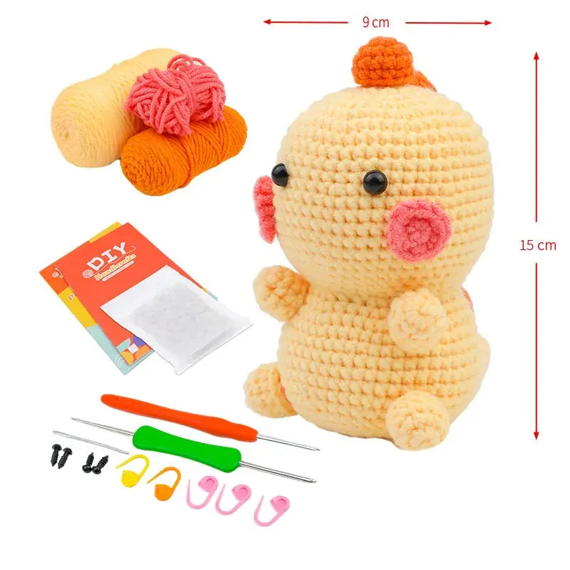 Dinosaur Crochet Kit – DIY Handmade Knitted Wool Doll Ornament Craft Set for Beginners