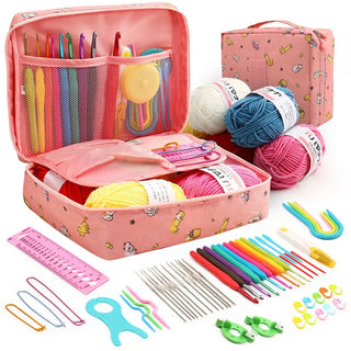 53-Piece Beginner Crochet Kit – Multi-Color Storage & Portable DIY Knitting Tool Set