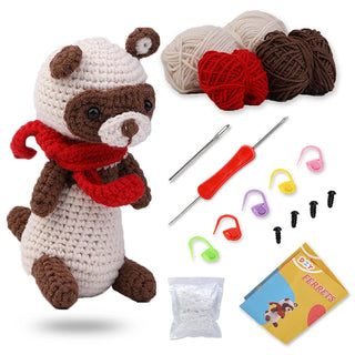 Beginner Crochet Kit – DIY Animal Crochet Set with Yarn, Hooks & Video Tutorials, Perfect for Craft Lovers