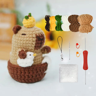 Capybara Crochet Kit – Cute DIY Animal Crochet Set for Beginners & Craft Lovers, Perfect Christmas Gift