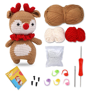 Beginner Crochet Kit – DIY Animal Crochet Set with Yarn, Hooks & Video Tutorials, Perfect for Craft Lovers